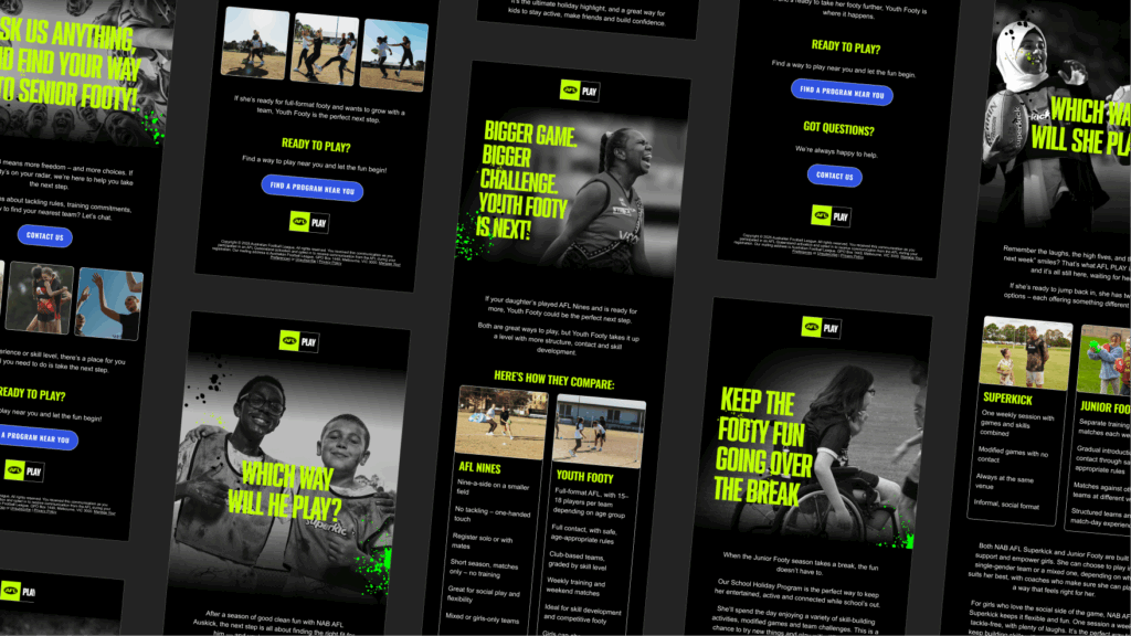 AFL Play email designs